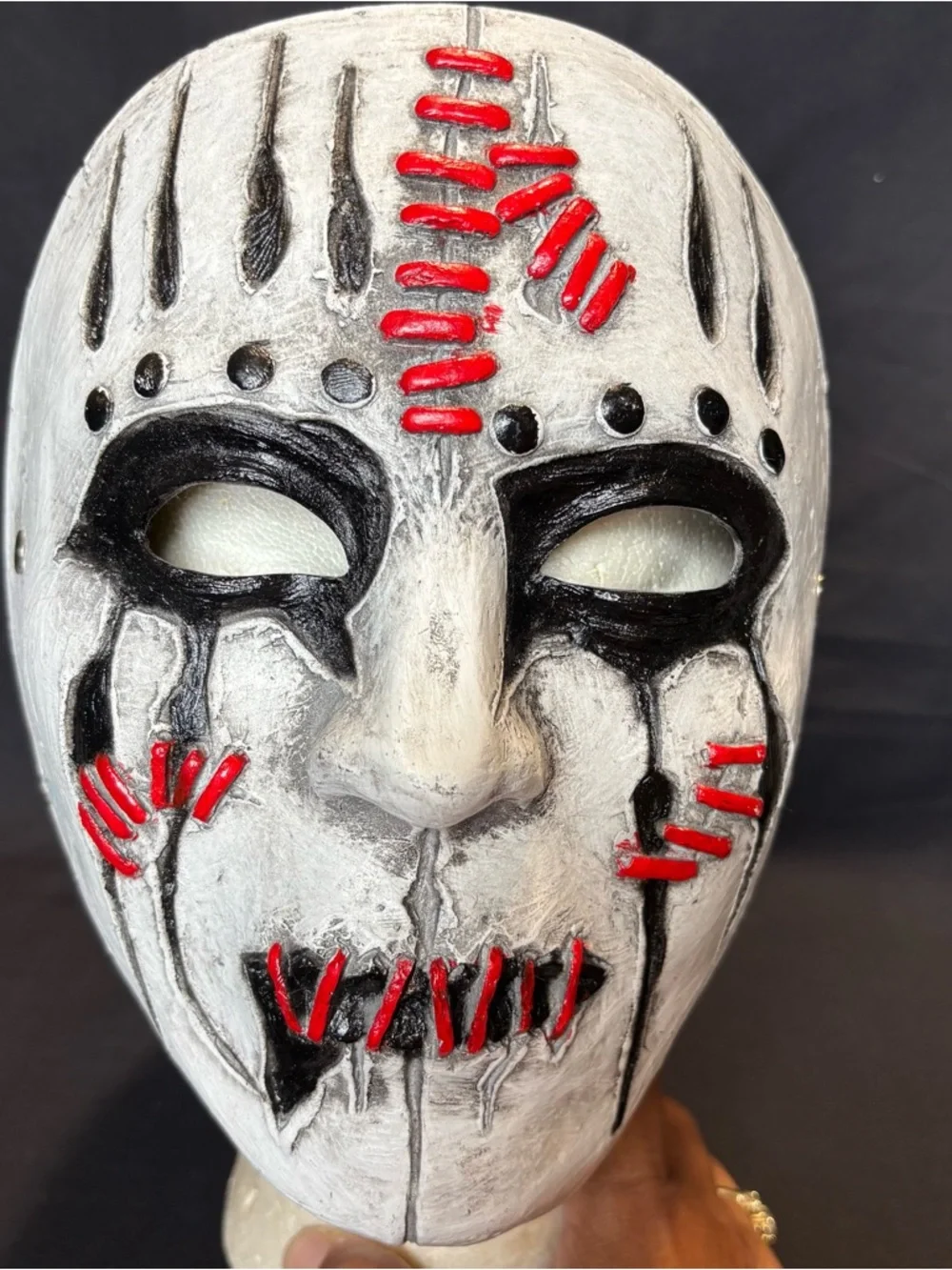 White and Black Stitched Horror Halloween Mask Wall Art